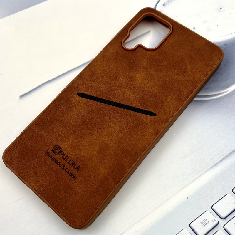 قاب گوشی Galaxy A12 / Galaxy M12 سامسونگ Card Holder جاکارتی چرم Puloka محافظ لنز برجسته عسلی کد 657010 - Image 2