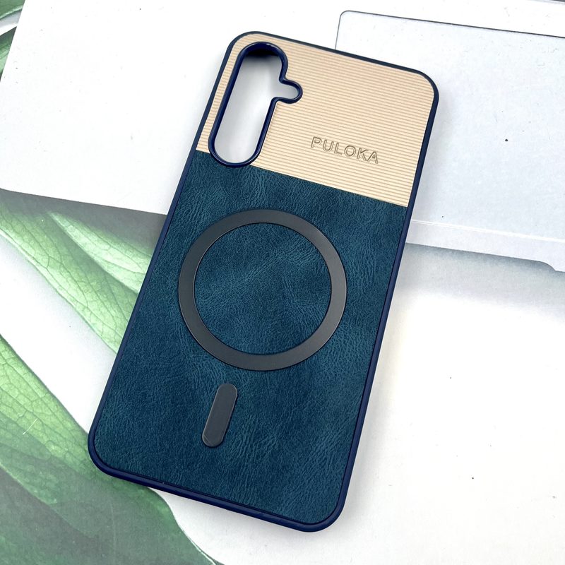 قاب گوشی Galaxy A35 سامسونگ Leather Cover مگ سیف Magsafe اورجینال لوکس کلاسیک سرمه ای کد 660854 - Image 2