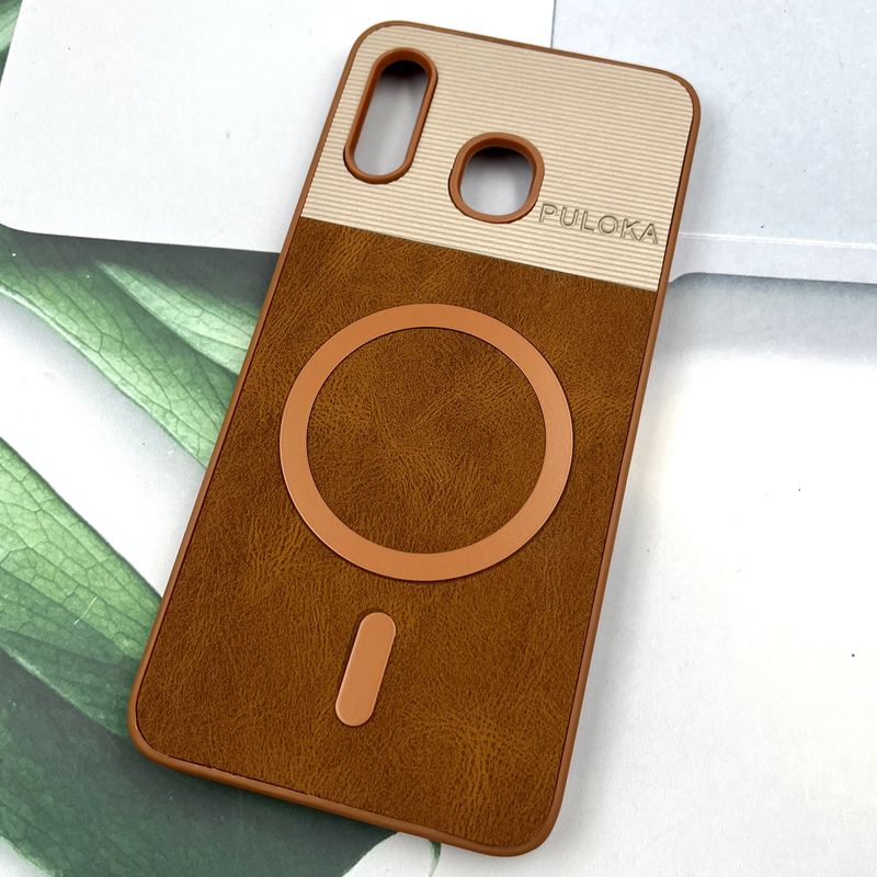 قاب گوشی Galaxy A20 / A30 سامسونگ Leather Cover مگ سیف Magsafe اورجینال لوکس کلاسیک عسلی کد 669517 - Image 2
