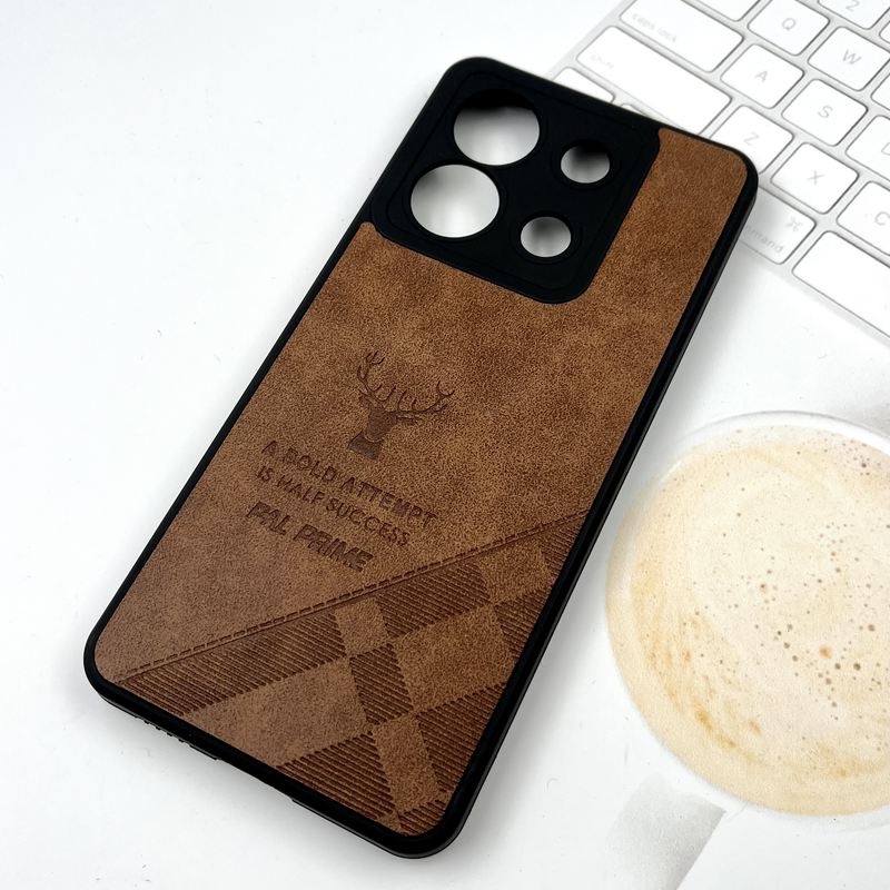 قاب گوشی Redmi Note 13 Pro 5G / Poco X6 شیائومی چرمی ژله ای طرح گوزنی DEER محافظ لنز دار ایربگ دار قهوه ای کد 677707 - Image 2