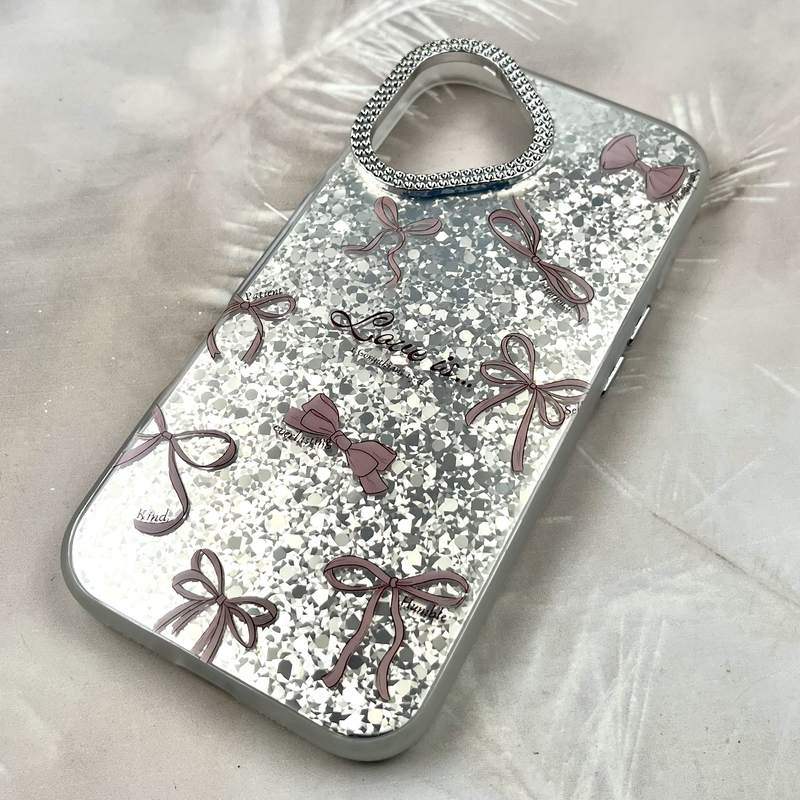 قاب گوشی iPhone 16 آیفون Shine Guard ایربگ دار Silver لنز نگین دار پاپیون کد 688835 - Image 2