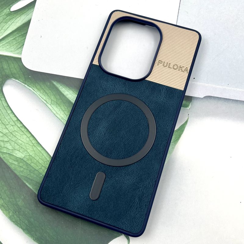 قاب گوشی Redmi Note 14S / Redmi Note 13 Pro 4G / Poco M6 Pro 4G شیائومی Leather Cover مگ سیف Magsafe اورجینال لوکس کلاسیک سرمه ای کد 689817 - Image 2