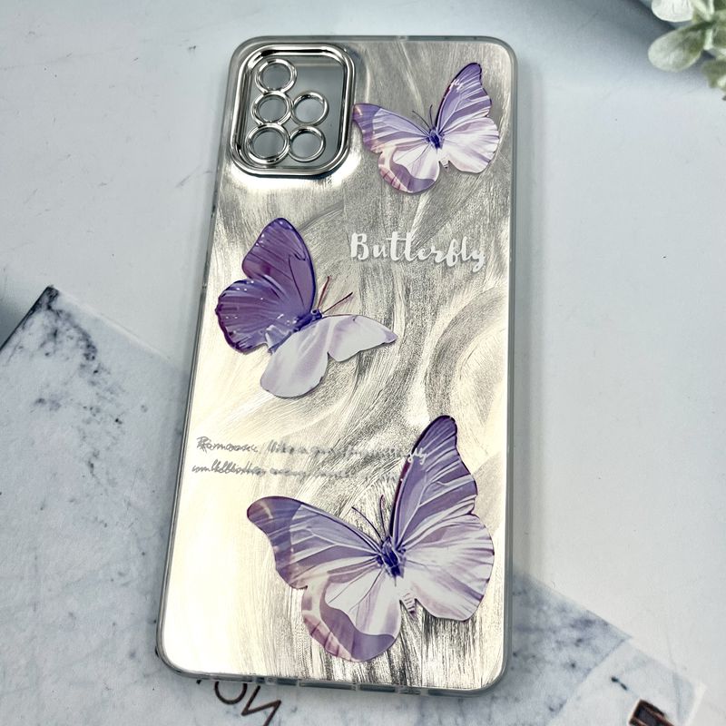 قاب گوشی Galaxy A51 سامسونگ Brush Cover اطلسی Silver محافظ لنز دار طرح پروانه یاسی کد 691276 - Image 2