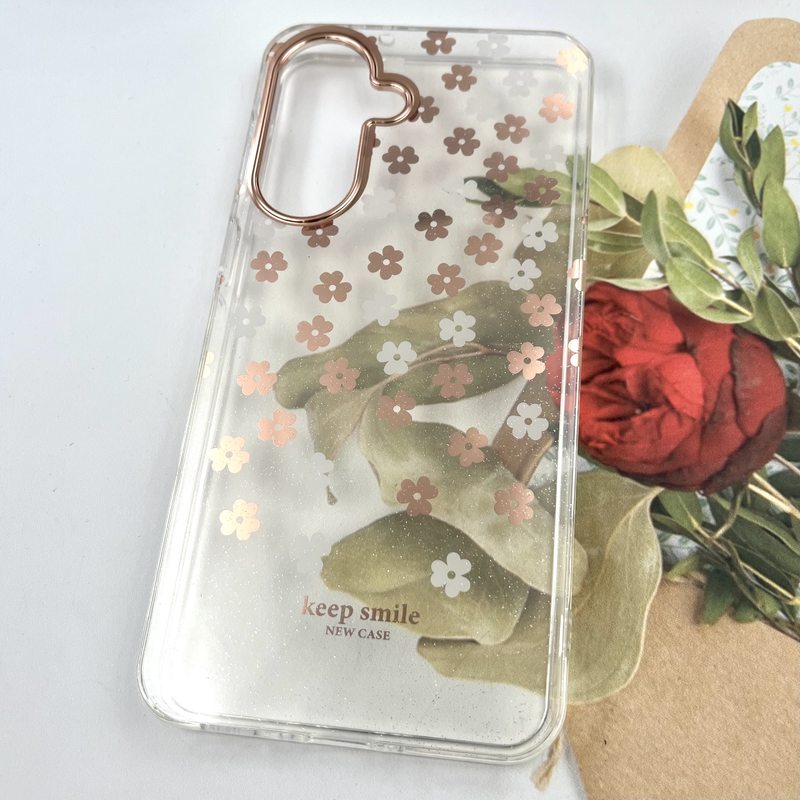 قاب گوشی Galaxy A37 سامسونگ Flower Case شفاف لوکس طرح گل لنز Copper کد 699399 - Image 2