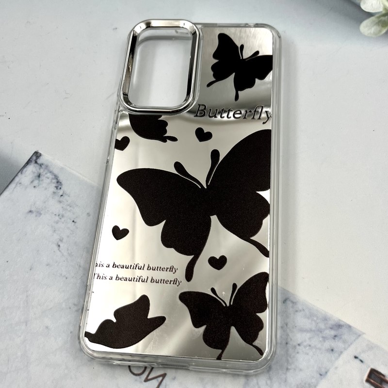 قاب گوشی Redmi Note 11 4G / Redmi Note 11S شیائومی آینه ای Silver Case لنز متال نقره ای ضد ضربه طرح پروانه کد 702283 - Image 2