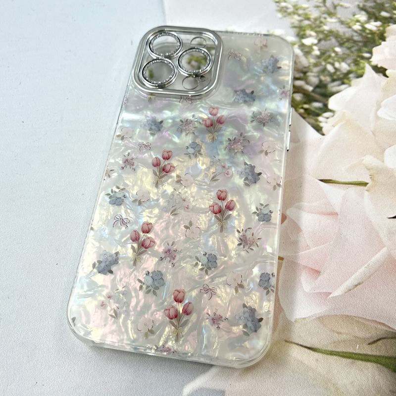قاب گوشی iPhone 13 Pro Max آیفون iCe Case پینترستی طرح گل یخی ضد ضربه محافظ لنز دار سواروسکی گلسی کد 705106 - Image 2