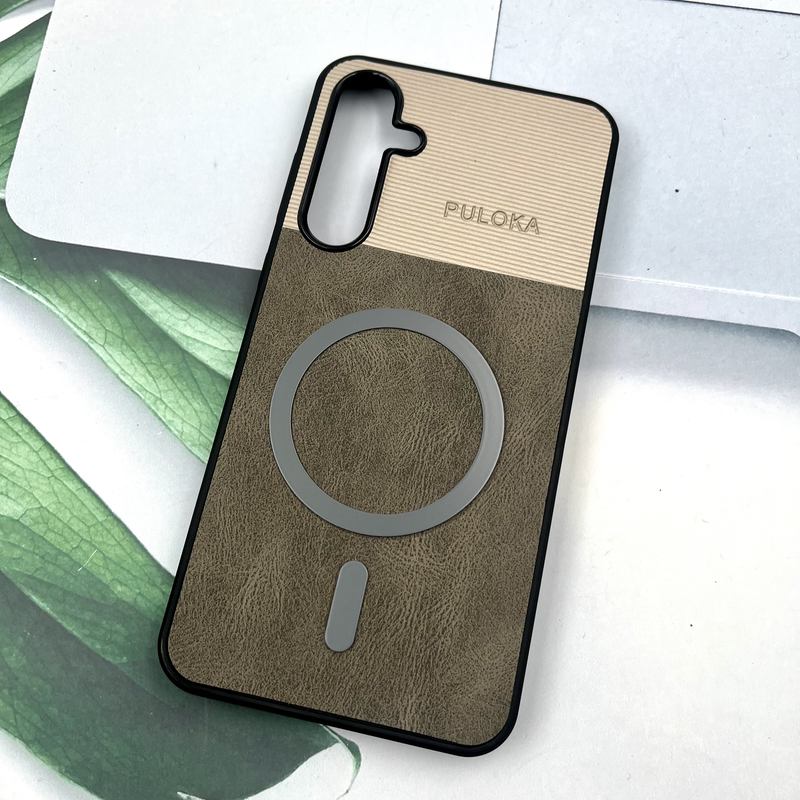 قاب گوشی Galaxy A35 سامسونگ Leather Cover مگ سیف Magsafe اورجینال لوکس کلاسیک تیتانیوم کد 707329 - Image 2