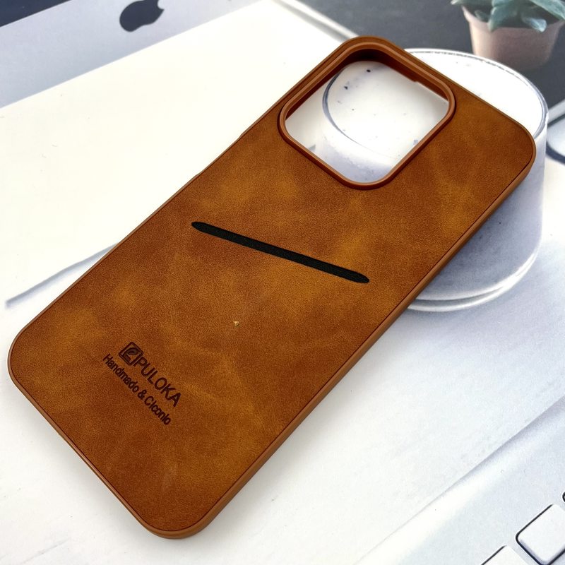 قاب گوشی Redmi 15C / Poco C85 شیائومی Card Holder جاکارتی چرم Puloka محافظ لنز برجسته عسلی کد 718239 - Image 2