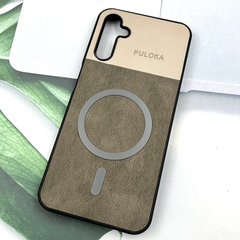 قاب گوشی Galaxy A14 سامسونگ Leather Cover مگ سیف Magsafe اورجینال لوکس کلاسیک تیتانیوم کد 731782 - Image 2