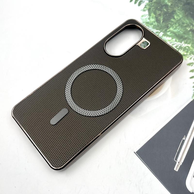 قاب گوشی Poco X7 Pro شیائومی Creative Case طرح کربن مگ سیف فلزی Magsafe اورجینال متال لوکس بژ کد 733479 - Image 2