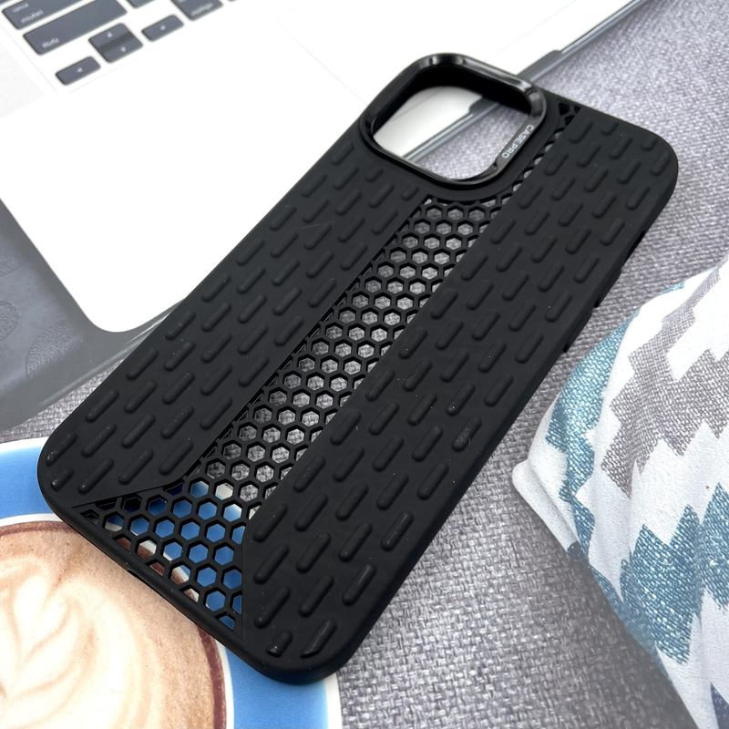 قاب گوشی iPhone 12 Pro Max آیفون Honeycomb Case سیلیکونی طرح کندویی لنز برجسته ضد ضربه مشکی کد 734661 - Image 2