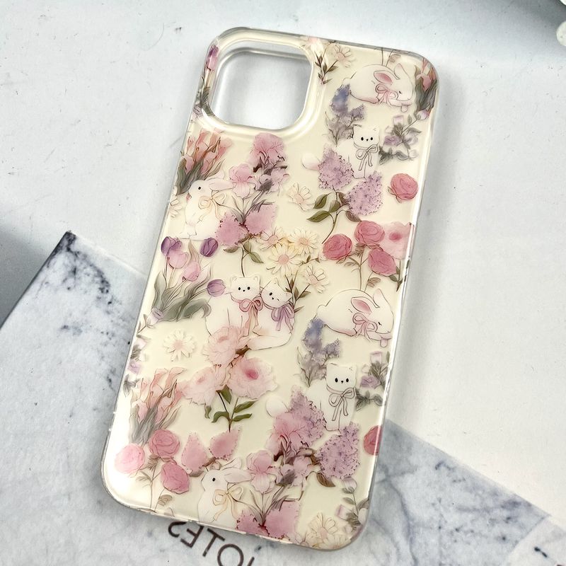 قاب گوشی iPhone 13 / iphone 14 آیفون Imd Case ضد ضربه Pastel Flowers فانتزی طرح گل کد 742312 - Image 2
