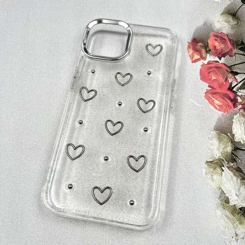 قاب گوشی iPhone 13 / iphone 14 آیفون Luxury Case سوپر شاین لنز Silver قلب کد 747503 - Image 2