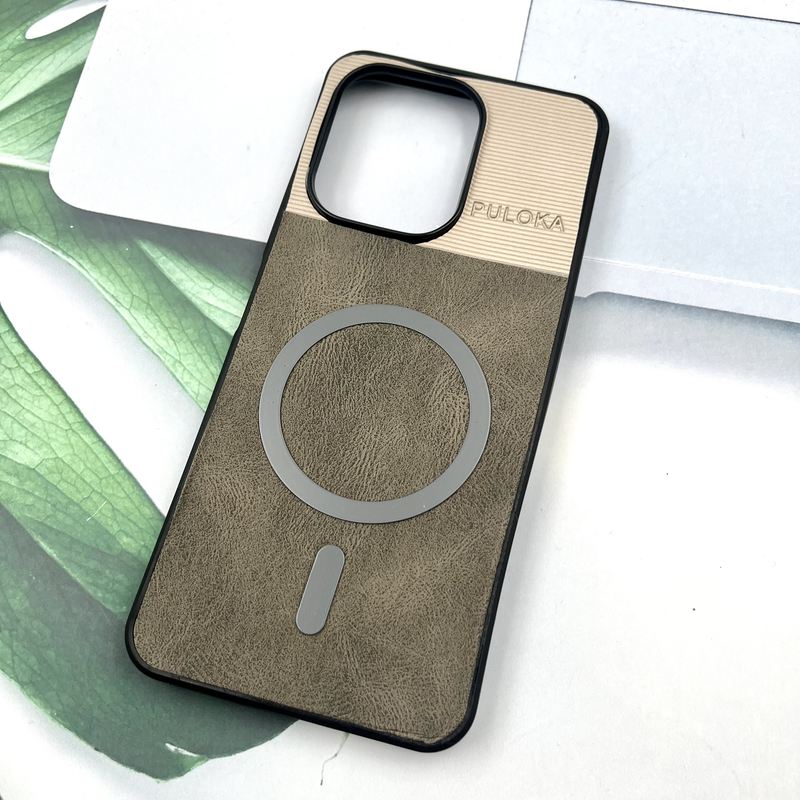 قاب گوشی Redmi 13 / Redmi 13x / Poco M6 4G شیائومی Leather Cover مگ سیف Magsafe اورجینال لوکس کلاسیک تیتانیوم کد 767259 - Image 2