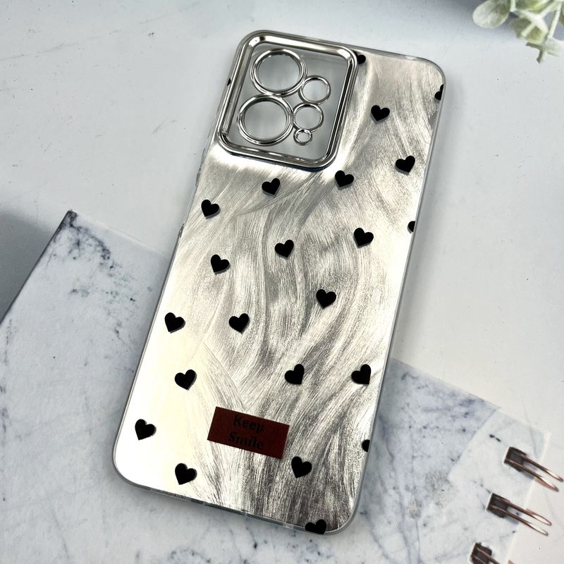 قاب گوشی Redmi Note 12 4G شیائومی Brush Cover اطلسی Silver محافظ لنز دار طرح قلب کد 782777 - Image 2