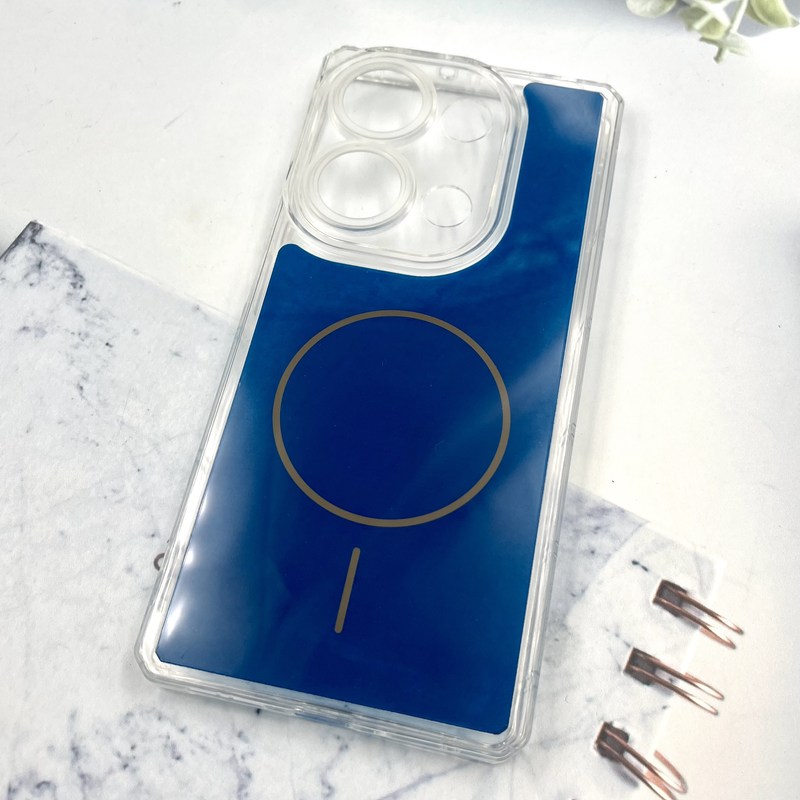 قاب گوشی Redmi Note 14S / Redmi Note 13 Pro 4G / Poco M6 Pro 4G شیائومی Clear Cover طرح مگ سیف Magsafe ایربگ دار ضد ضربه سرمه ای محافظ لنز دار کد 784065 - Image 2