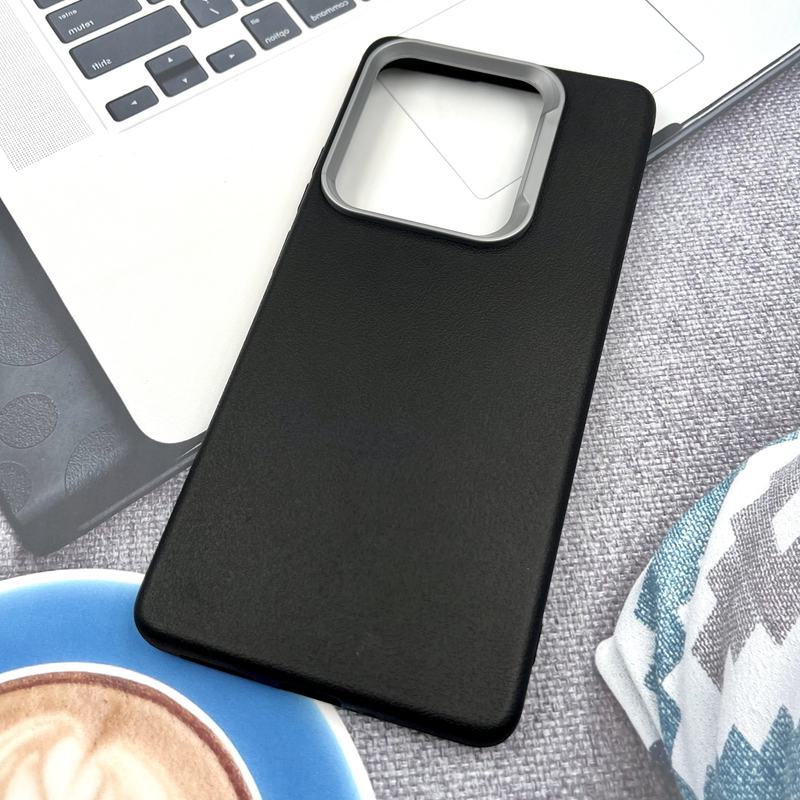 قاب گوشی Redmi Note 13 Pro 5G / Poco X6 شیائومی Texture سیلیکونی Leather Case لنز کرومی مشکی کد 787951 - Image 2