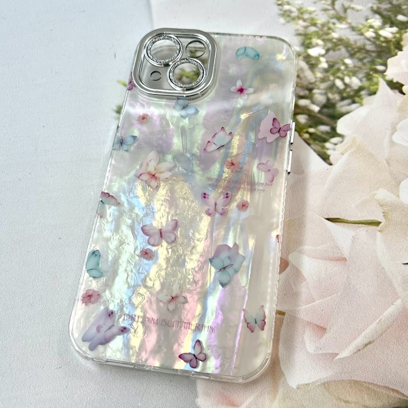 قاب گوشی iPhone 13 آیفون iCe Case پینترستی طرح گل یخی ضد ضربه محافظ لنز دار سواروسکی گلسی کد 790900 - Image 2