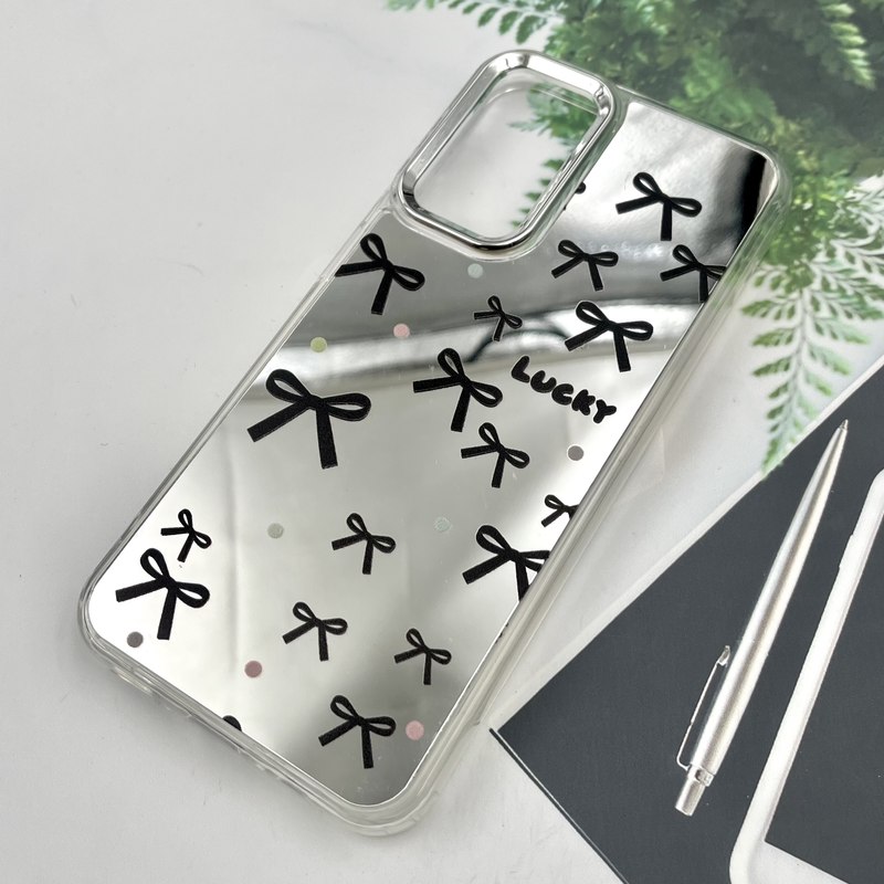 قاب گوشی Galaxy A14 سامسونگ آینه ای Silver Case لنز متال نقره ای ضد ضربه طرح پاپیون کد 79681 - Image 2