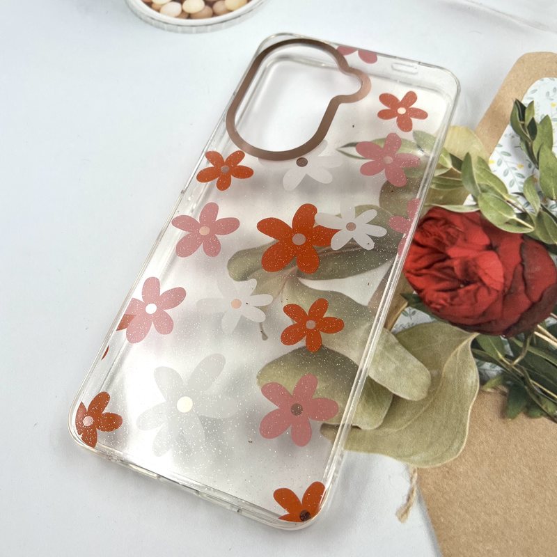 قاب گوشی Redmi A5 / Poco C71 شیائومی Flower Case شفاف لوکس طرح گل لنز Copper کد 810641 - Image 2