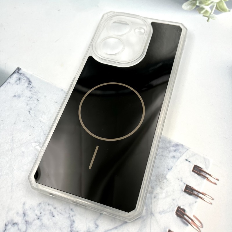 قاب گوشی Redmi A5 / Poco C71 شیائومی Clear Cover طرح مگ سیف Magsafe ایربگ دار ضد ضربه مشکی محافظ لنز دار کد 819552 - Image 2
