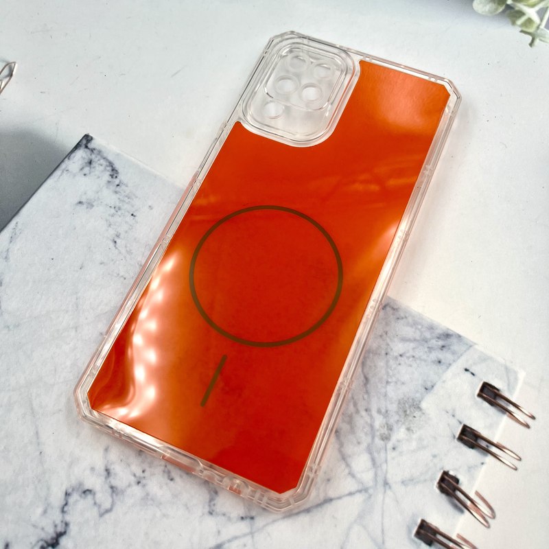 قاب گوشی Galaxy A12 / Galaxy M12 سامسونگ Clear Cover طرح مگ سیف Magsafe ایربگ دار ضد ضربه نارنجی محافظ لنز دار کد 819871 - Image 2