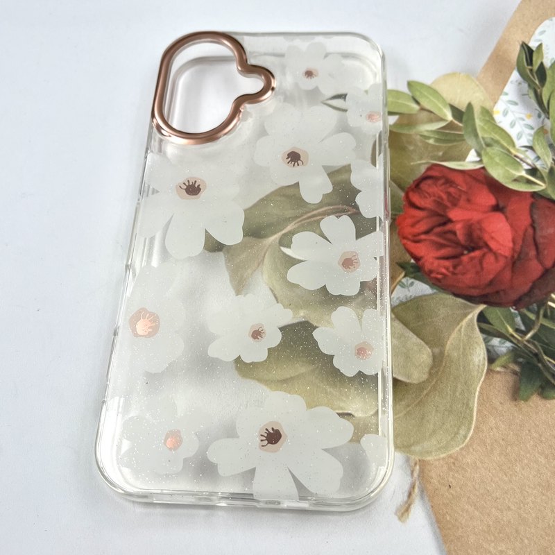 قاب گوشی iPhone 16 آیفون Flower Case شفاف لوکس طرح گل لنز Copper کد 822372 - Image 2