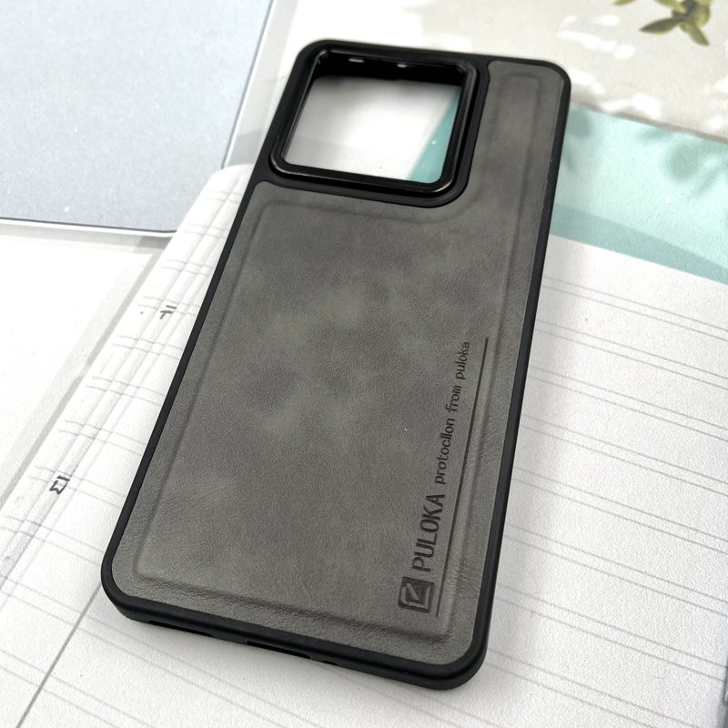 قاب گوشی Xiaomi 13T / Xiaomi 13T Pro شیائومی چرم Puloka Design اورجینال داخل پارچه ای لنز Metal خاکستری کد 837823 - Image 2
