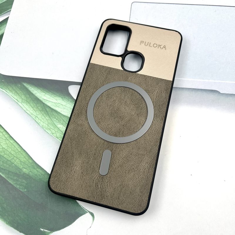 قاب گوشی Galaxy A21S سامسونگ Leather Cover مگ سیف Magsafe اورجینال لوکس کلاسیک تیتانیوم کد 837857 - Image 2