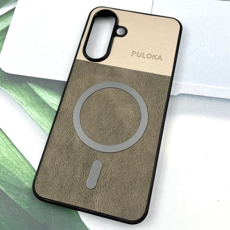 قاب گوشی Galaxy A36 / A56 سامسونگ Leather Cover مگ سیف Magsafe اورجینال لوکس کلاسیک تیتانیوم کد 841778 - Image 2