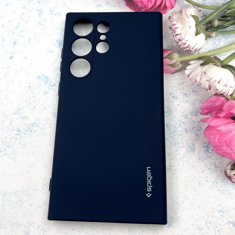 قاب گوشی Galaxy S24 Ultra سامسونگ سیلیکونی Spigen اورجینال داخل پارچه ای محافظ لنز دار سرمه ای کد 845776 - Image 2