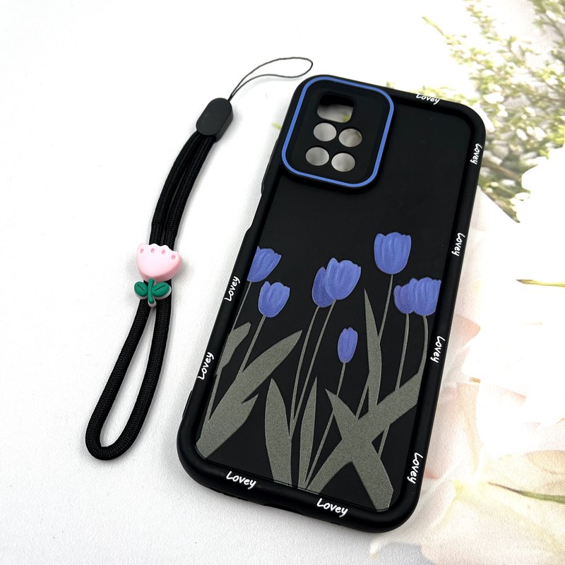 قاب گوشی Redmi 10 / Redmi 10 Prime شیائومی Strap Case سیلیکونی سولید ضد ضربه همراه بند مچی محافظ لنز دار طرح گل کد 852105 - Image 2