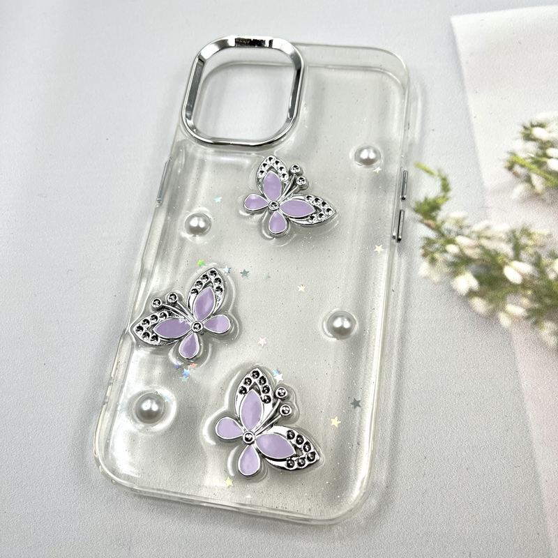 قاب گوشی iPhone 16 آیفون Star Butterfly شاین لنز Silver پروانه برجسته لوکس یاسی کد 861647 - Image 2