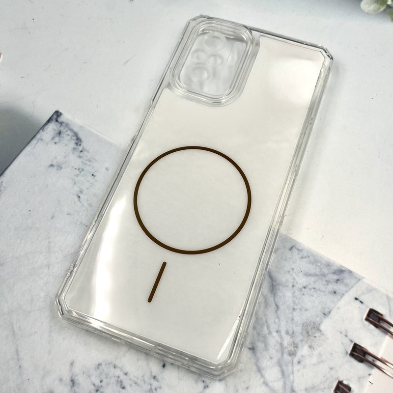 قاب گوشی Redmi Note 10 4G / Redmi Note 10S / Poco M5S شیائومی Clear Cover طرح مگ سیف Magsafe ایربگ دار ضد ضربه سفید محافظ لنز دار کد 862607 - Image 2