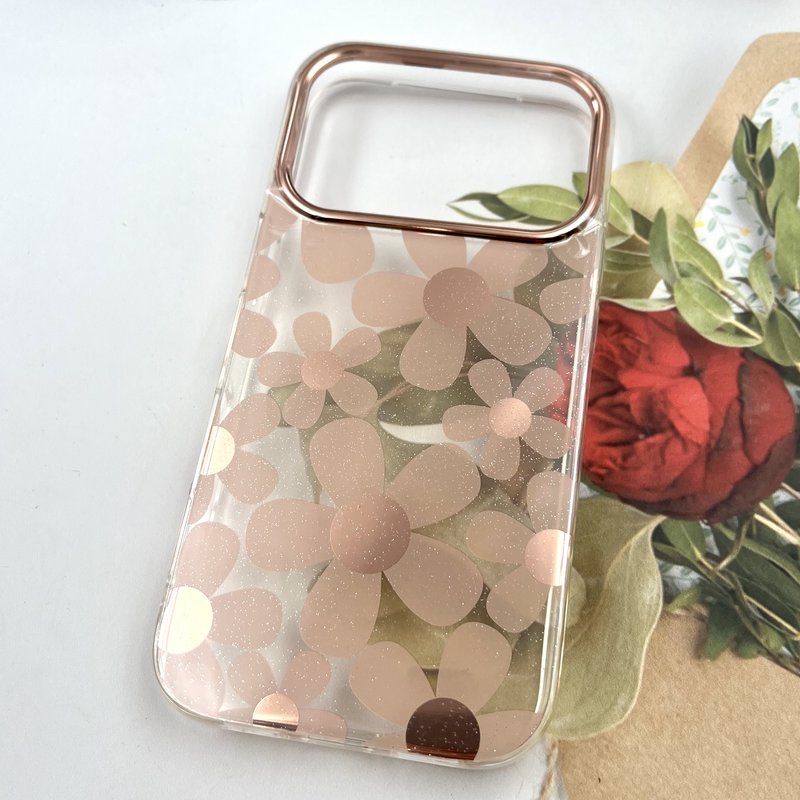 قاب گوشی iPhone 17 Pro آیفون Flower Case شفاف لوکس طرح گل لنز Copper کد 866941 - Image 2
