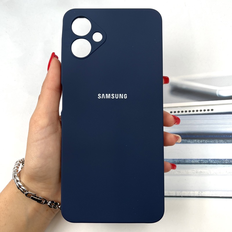 قاب گوشی Galaxy A06 سامسونگ سیلیکونی پاک کنی اورجینال داخل پارچه ای محافظ لنز دار رنگ سرمه ای کد 874477