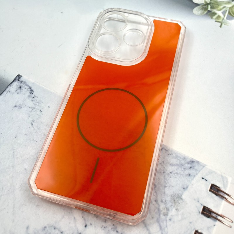 قاب گوشی Redmi 13 / Redmi 13x / Poco M6 4G شیائومی Clear Cover طرح مگ سیف Magsafe ایربگ دار ضد ضربه نارنجی محافظ لنز دار کد 879057 - Image 2