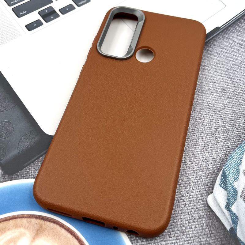 قاب گوشی Redmi Note 8 / Redmi Note 8 2021 شیائومی Texture سیلیکونی Leather Case لنز کرومی عسلی کد 879834 - Image 2