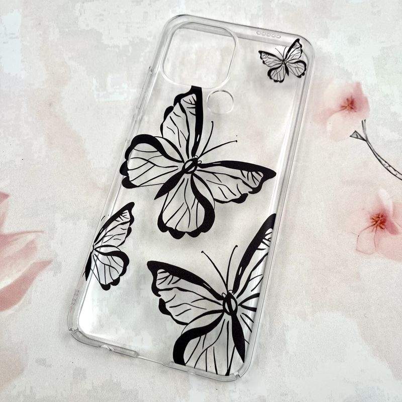 قاب گوشی Redmi A1 Plus / Redmi A2 Plus / Poco C50 شیائومی Art Case شفاف Slim محافظ لنز دار طرح پروانه مشکی کد 881751 - Image 2