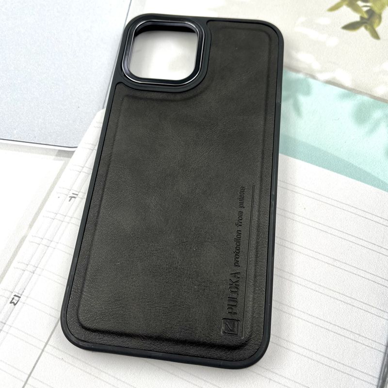 قاب گوشی iPhone 12 Pro Max آیفون چرم Puloka Design اورجینال داخل پارچه ای لنز Metal مشکی کد 883330 - Image 2