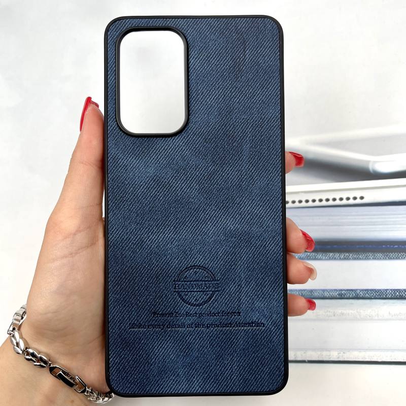 قاب گوشی Galaxy A53 سامسونگ Cotton Case مخمل چرمی Hand Made کلاسیک سرمه ای کد 885463
