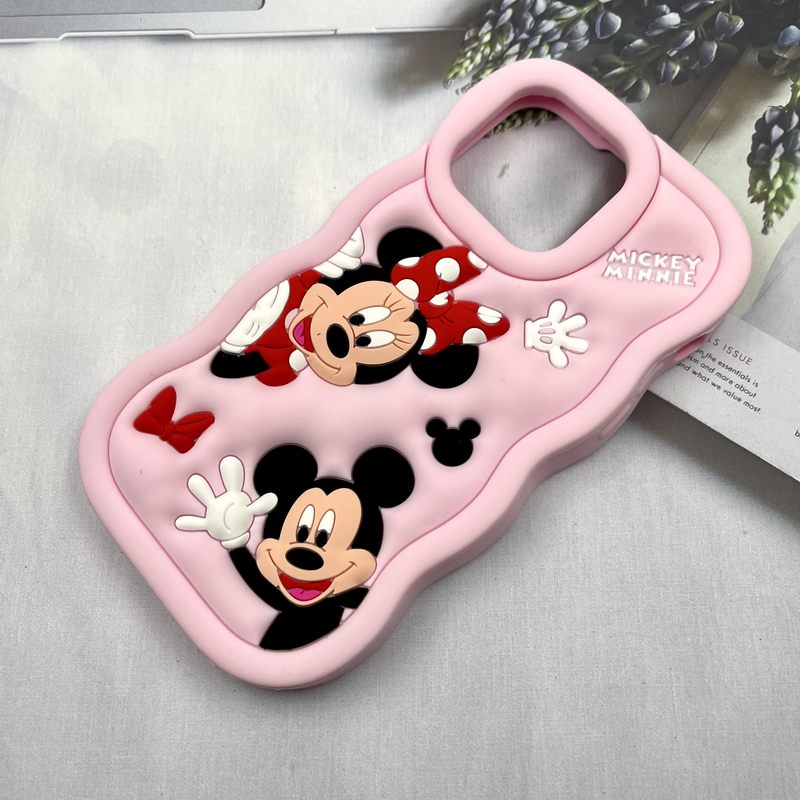 قاب گوشی iPhone 14 Pro Max آیفون سیلیکونی کیوت ایربگ دار ضد ضربه طرح میکی موس گلبهی کد 885870 - Image 2