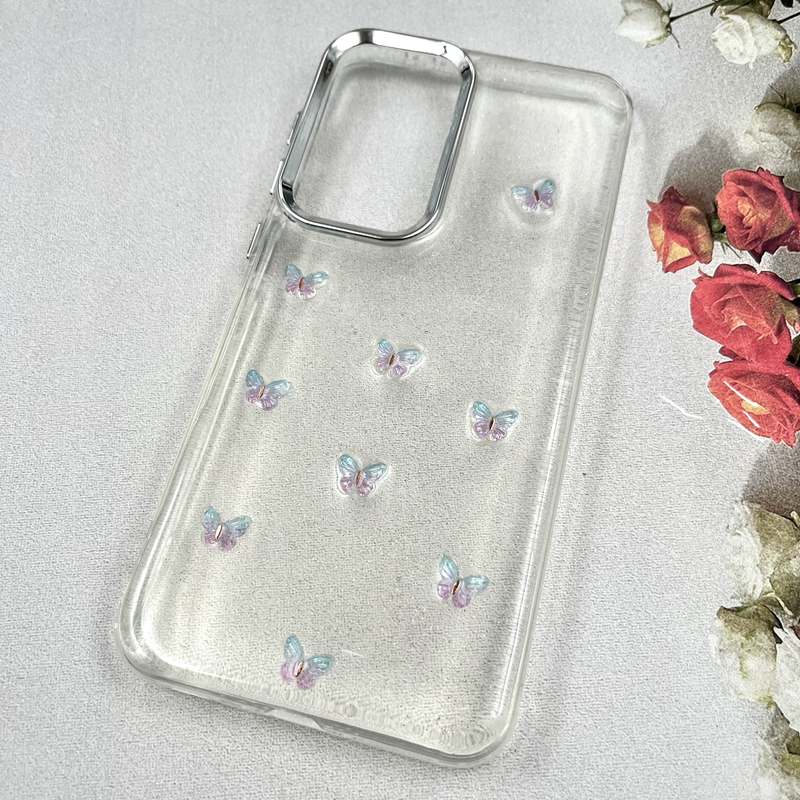 قاب گوشی Galaxy A36 / A56 سامسونگ Luxury Case سوپر شاین لنز Silver پروانه رنگی کد 892903 - Image 2