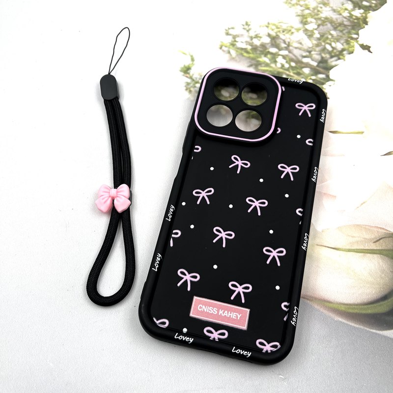 قاب گوشی Honor X7C آنر Strap Case سیلیکونی سولید ضد ضربه همراه بند مچی محافظ لنز دار طرح پاپیون کد 906687 - Image 2