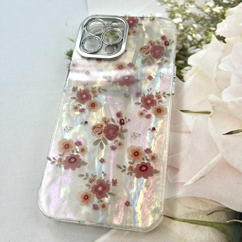 قاب گوشی iPhone 12 Pro Max آیفون iCe Case پینترستی طرح گل یخی ضد ضربه محافظ لنز دار سواروسکی گلسی کد 909271 - Image 2