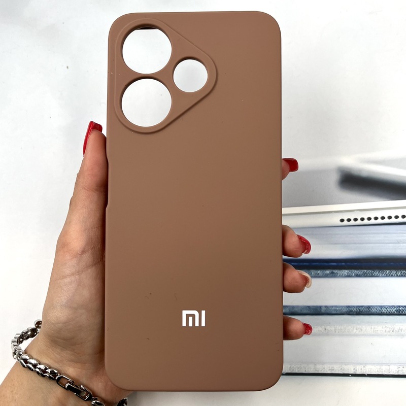 قاب گوشی Redmi 13 / Redmi 13x / Poco M6 4G شیائومی سیلیکونی پاک کنی اورجینال داخل پارچه ای محافظ لنز دار رنگ موکا کد 910148
