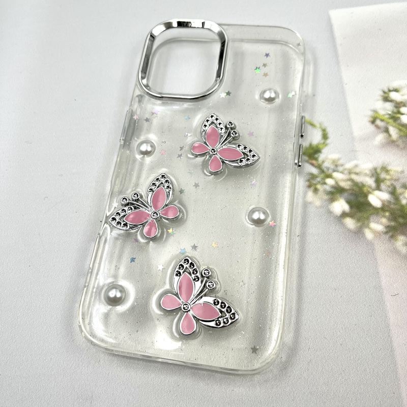 قاب گوشی iPhone 16 آیفون Star Butterfly شاین لنز Silver پروانه برجسته لوکس گلبهی کد 926317 - Image 2