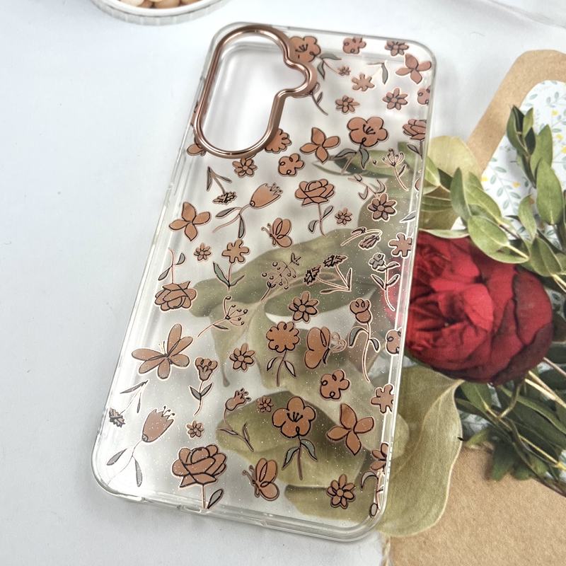 قاب گوشی Galaxy A57 سامسونگ Flower Case شفاف لوکس طرح گل لنز Copper کد 927697 - Image 2