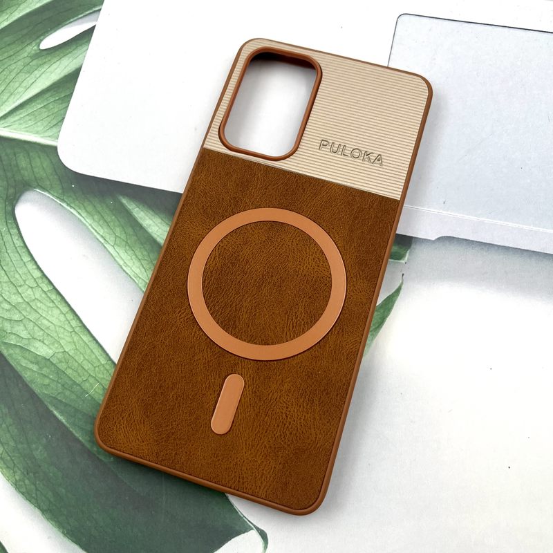 قاب گوشی Galaxy A73 سامسونگ Leather Cover مگ سیف Magsafe اورجینال لوکس کلاسیک عسلی کد 930473 - Image 2