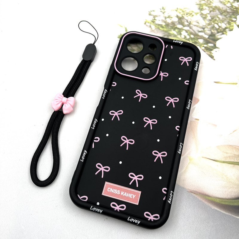 قاب گوشی Redmi 12 / Poco M6 Pro 5G شیائومی Strap Case سیلیکونی سولید ضد ضربه همراه بند مچی محافظ لنز دار طرح پاپیون کد 938369 - Image 2